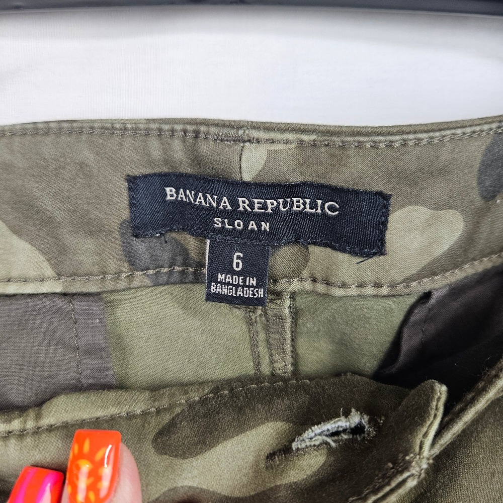 Banana Republic Sloan Camo Slim Fit Pants Green Size 6 Punk - Picture 4 of 5